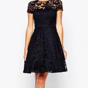 Navy Ted Baker Lacy Cocktail Dress (Size 2)